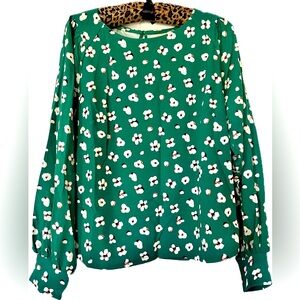 Melloday Green Top With Flower Print Size M 🌼